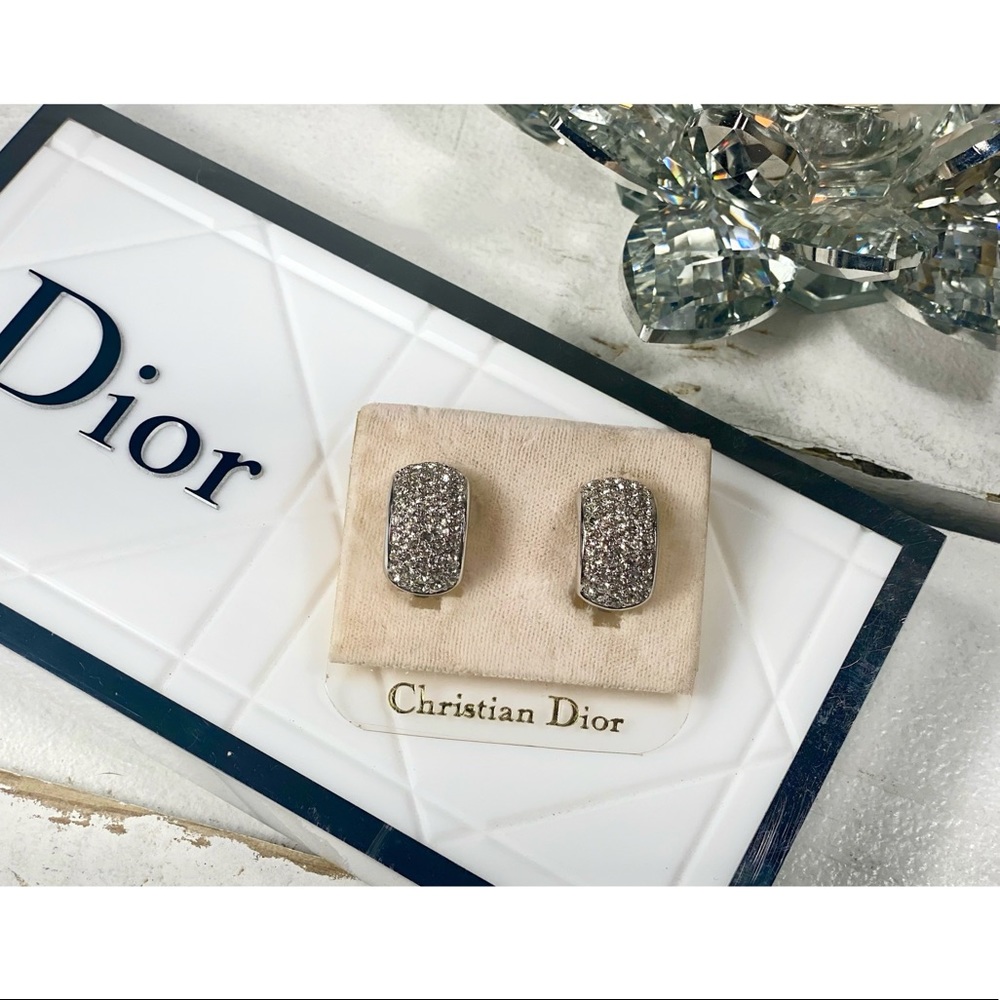 |TRADED| Dior Pave Crystal Clip On Earrings - Picture 4 of 6